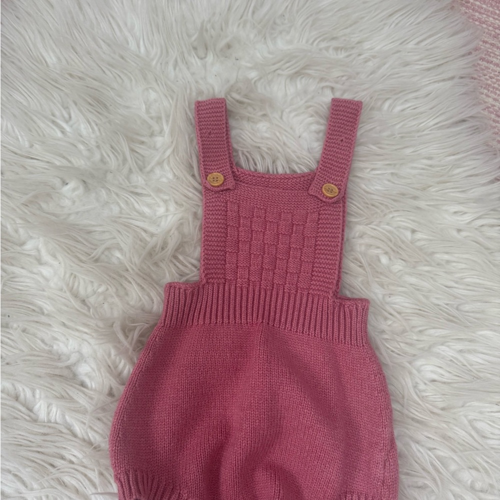 Pink Knit baby Overalls